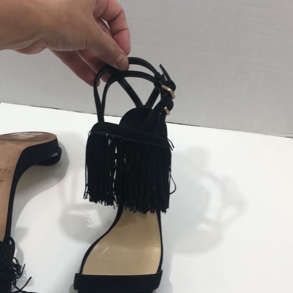 Jimmy Choo Farrah Fringe Black Sandal  Size 37 ½ - Picture 8 of 8